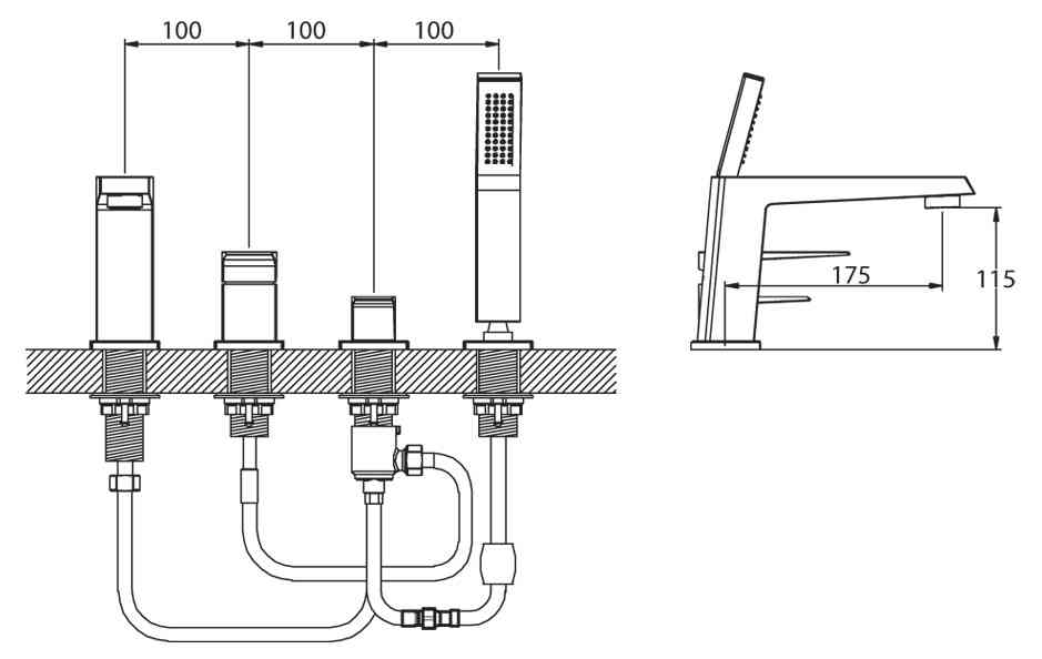 Смеситель на борт ванны BelBagno ARLIE ARL-VIM4-CRM