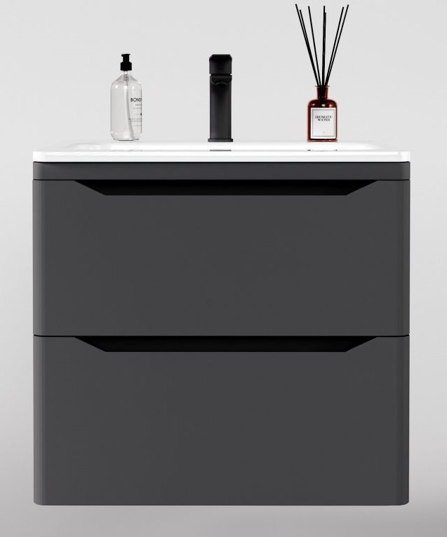 Тумба подвесная "Марелла 70" (2 ящ.) Люкс антискрейтч серый, PLUS