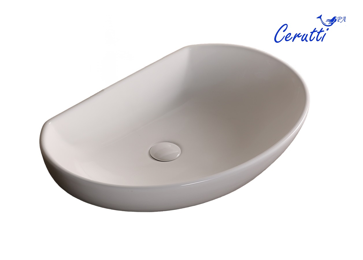 Раковина CR7074 накладная, белая, асимметричная 610х410х160 Ceruttispa