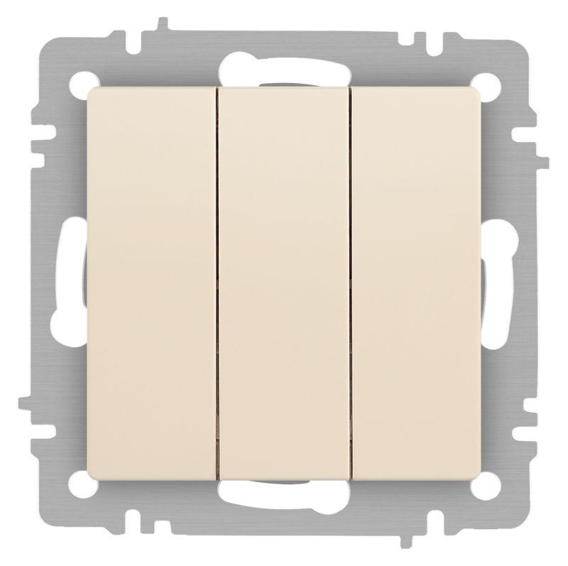 Выключатель 3-кл. СП Accent 6-106-02 10А IP20 250В AL/CU сл.кость Intro Б0063534