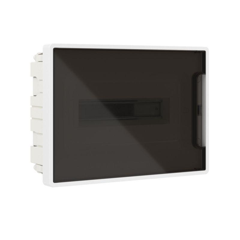 Щиток встраиваемый FRAME 12мод с тонированной дверцей с 2 шинами PEN на 6 и 8 отверст. бел. DKC F12B1WD