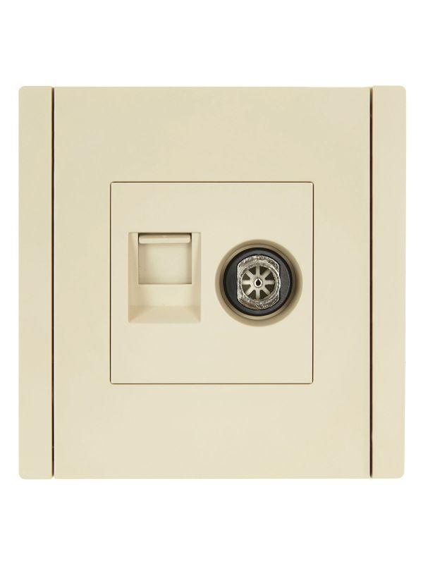 Розетка 2-м TV+RJ45 кат.6 FORTE&PIANO FP437 ваниль IEK FP-AK20-2-K10