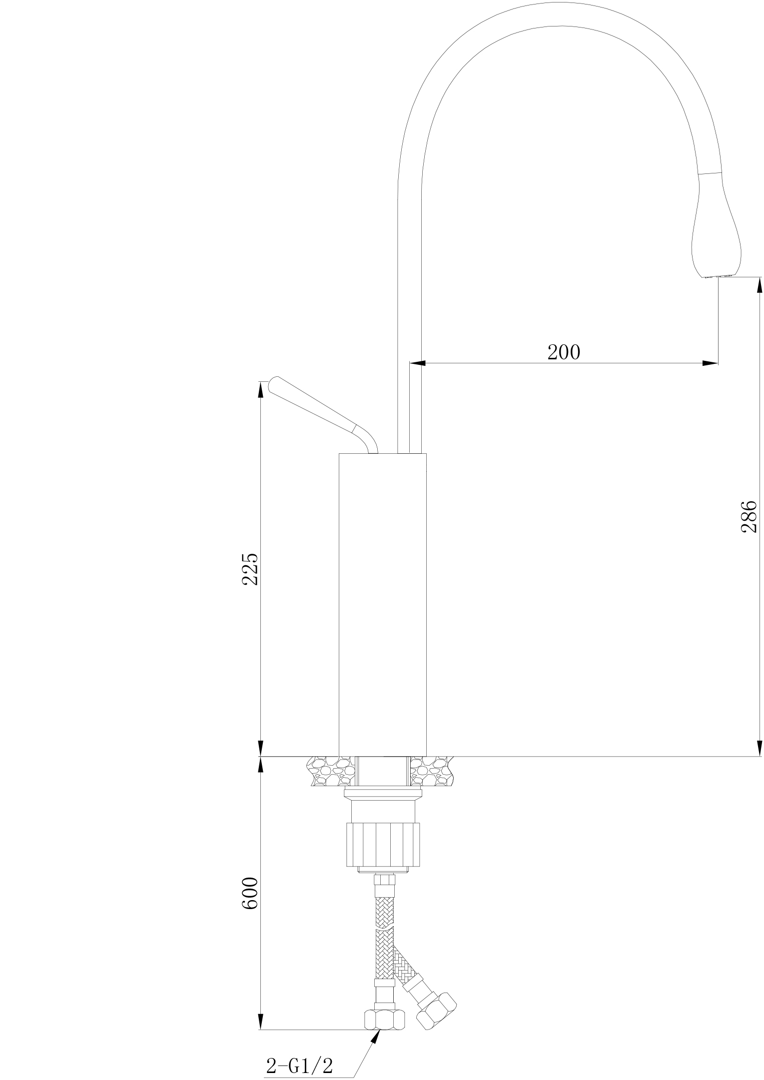 Смеситель TROPFEN B XL для раковины, черный, высокий BOCH MANN BM9634