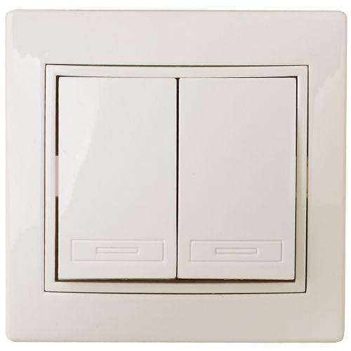 Переключатель 2-кл. СП Plano 1-107-02 10А 250В IP20 слон. кость Intro Б0053804