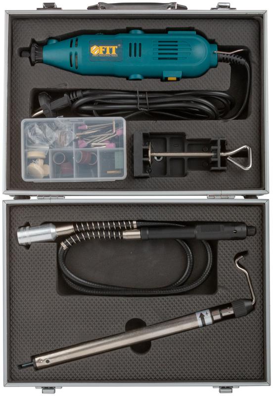 Машина гравировальная 135Вт 10000-32000об/мин 2.4/3.2мм набор насадок FIT 80592