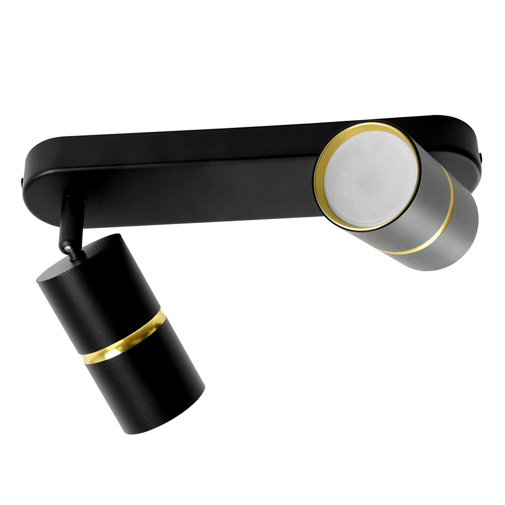 Светильник ДБО 2хGU10 без ламп наклонный черный золото