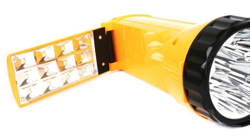 Фонарь аккумуляторный LED3819CSM 9LED + 12SMD 2 режима аккум. SLA 220В желт. Ultraflash 12860