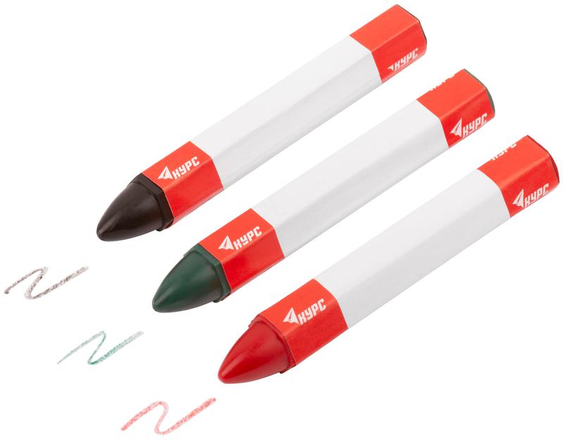 Набор карандашей разметочных 95мм воск. черн.; зел.; красн. (3 предмета) КУРС 04390