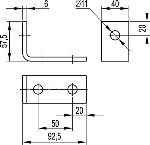 Уголок одиночный удлиненный 92 мм,                горячеоцинкованный