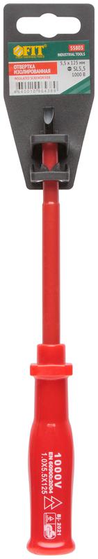 Отвертка изолированная 1000В CrV сталь пластик. ручка 5х125мм SL FIT 55803