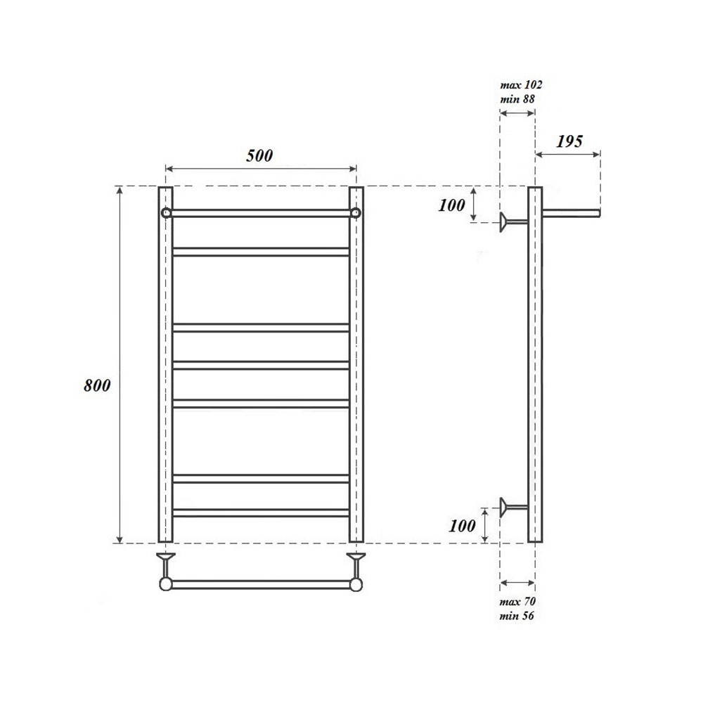 Полотенцесушитель водяной Point Аврора PN10158P П6 500x800 с полкой, хром