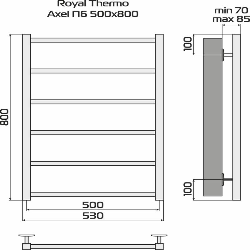 Полотенцесушитель Axel black П6 500х800 Royal Thermo НС-1433983