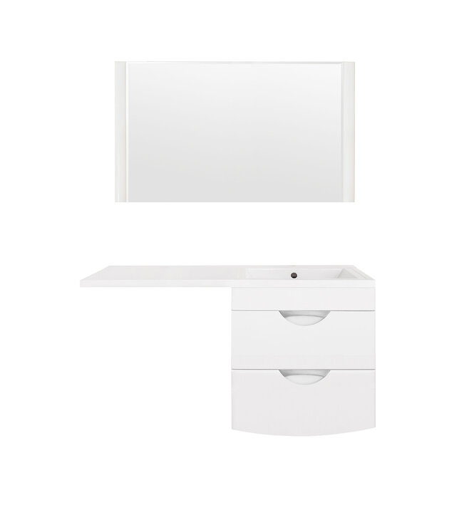 Тумба подвесная "Жасмин 2 60" (2 ящ.), Космос 120, Люкс белая, PLUS