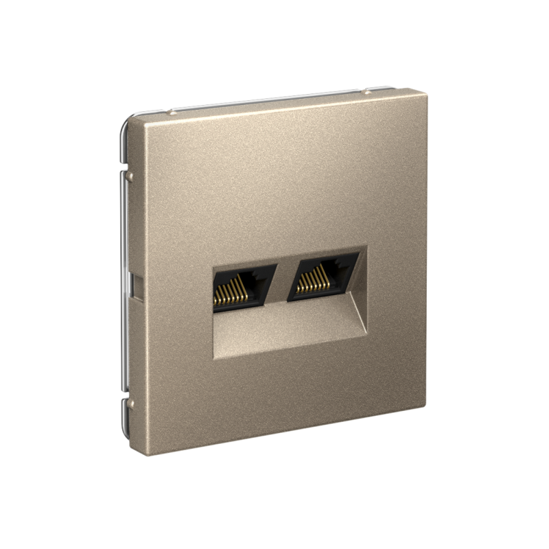 Розетка компьютерная 2-м ArtGallery RJ45 + RJ45 кат.5E механизм шампань SE GAL000585