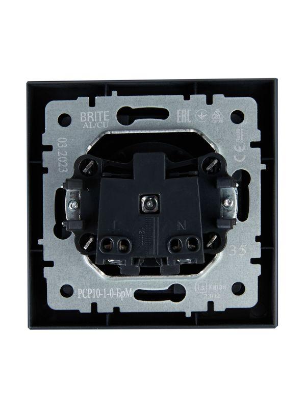 Розетка СП BRITE РСР10-1-0-БрМ 10А в сборе без заземл. без защ. шторок маренго IEK BR-R10-10-K35-F