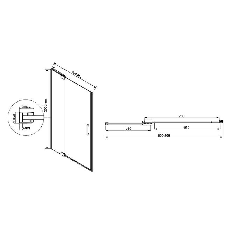 Душевая дверь Vincea Extra 800/900 VDP-1E8090CL хром, стекло прозрачное