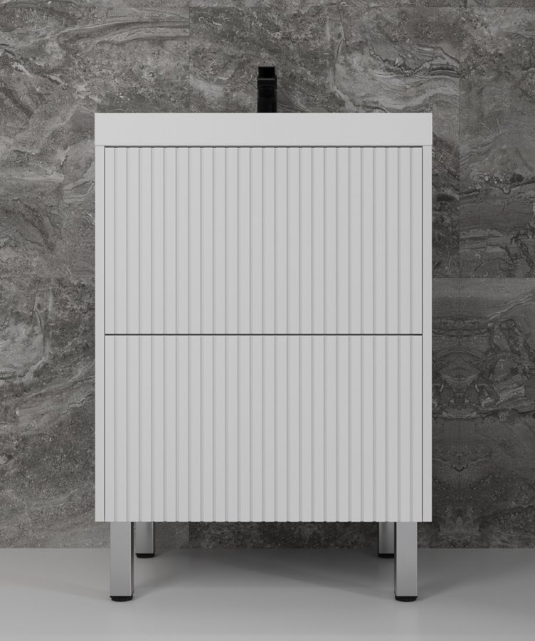 Тумба напольная "Стокгольм 60", Classic 60, (2 ящ.) белый рифленый софт, PUSH
