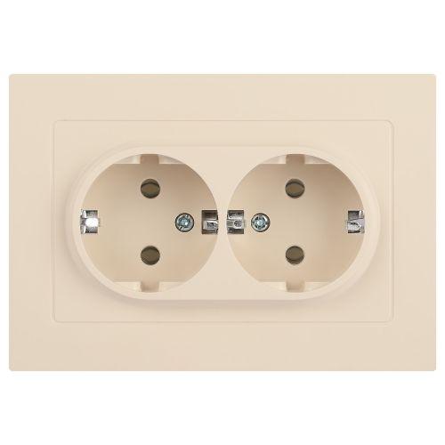 Розетка 2-м СП Accent 6-205-02 16А IP20 250В 2P+E Schuko AL/CU сл. кость Intro Б0063489