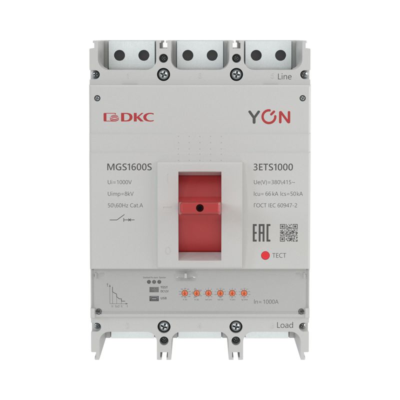 Выключатель автоматический MGS1600S 3P 400-1000А 66кА с электронным расцепителем ETS YON MGS1600S-3ETS1000