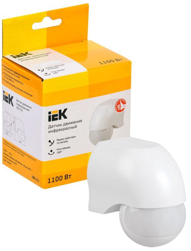 Детектор движения ДД 010 1100Вт угол. обз. 180град. IP44 бел. IEK LDD10-010-1100-001