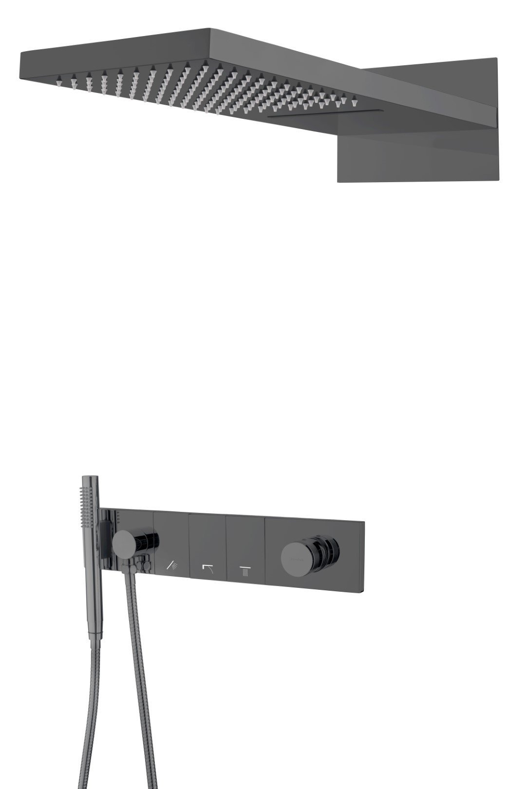 Встроенная душевая система  ZODIAC, трехпозиционная SHINE GUN METAL