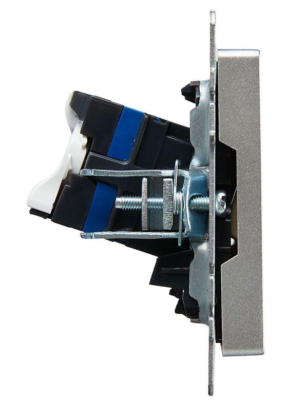 Розетка компьютерная двойн. СП RJ45 кат.6 BRITE РК11-2-БрА механизм алюм. IEK BR-K20-2-K47