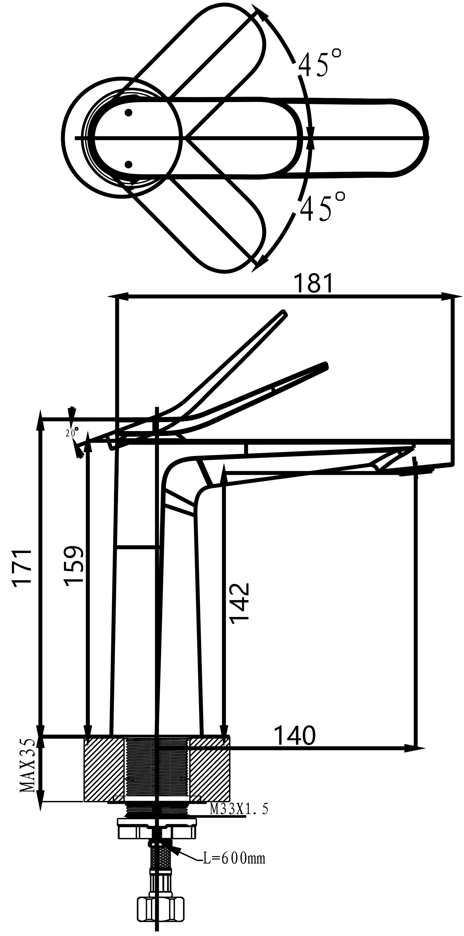 Смеситель для раковины ARROW AMP11868CP, хром