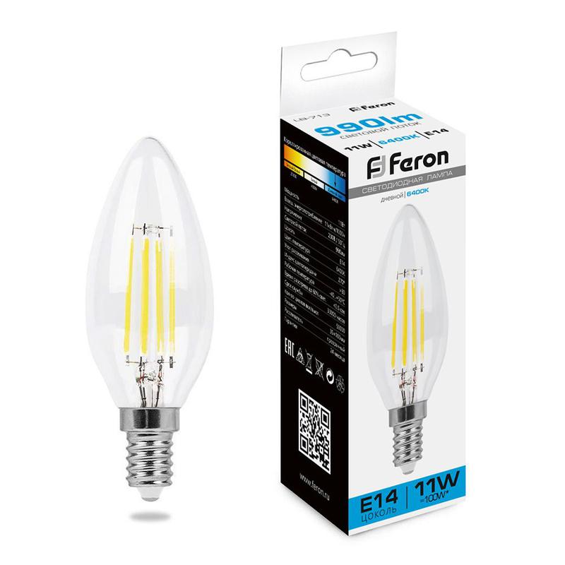 Лампа светодиодная 11Вт 230В E14 6400К прозрачн. LB-713 FERON 38231