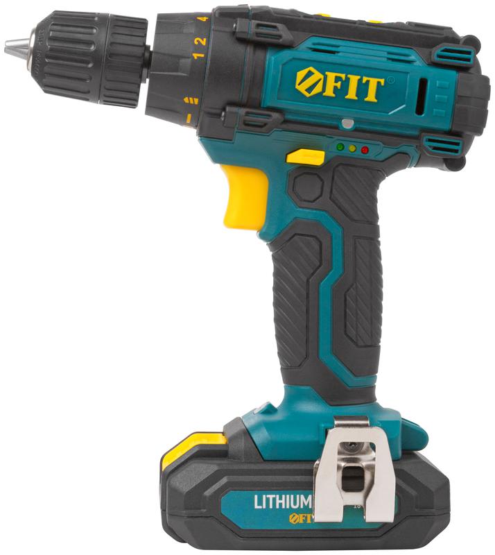 Дрель-шуруповерт аккумуляторная 18В 0-450/1550об/мин 29Нм 2 (Li-Ion) 1.3А.ч FIT 80199