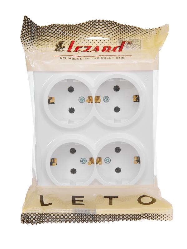 Розетка 4-м ОП LETO с заземл. закрытый корпус ПБТ бел. LEZARD 752-0200-127BDP