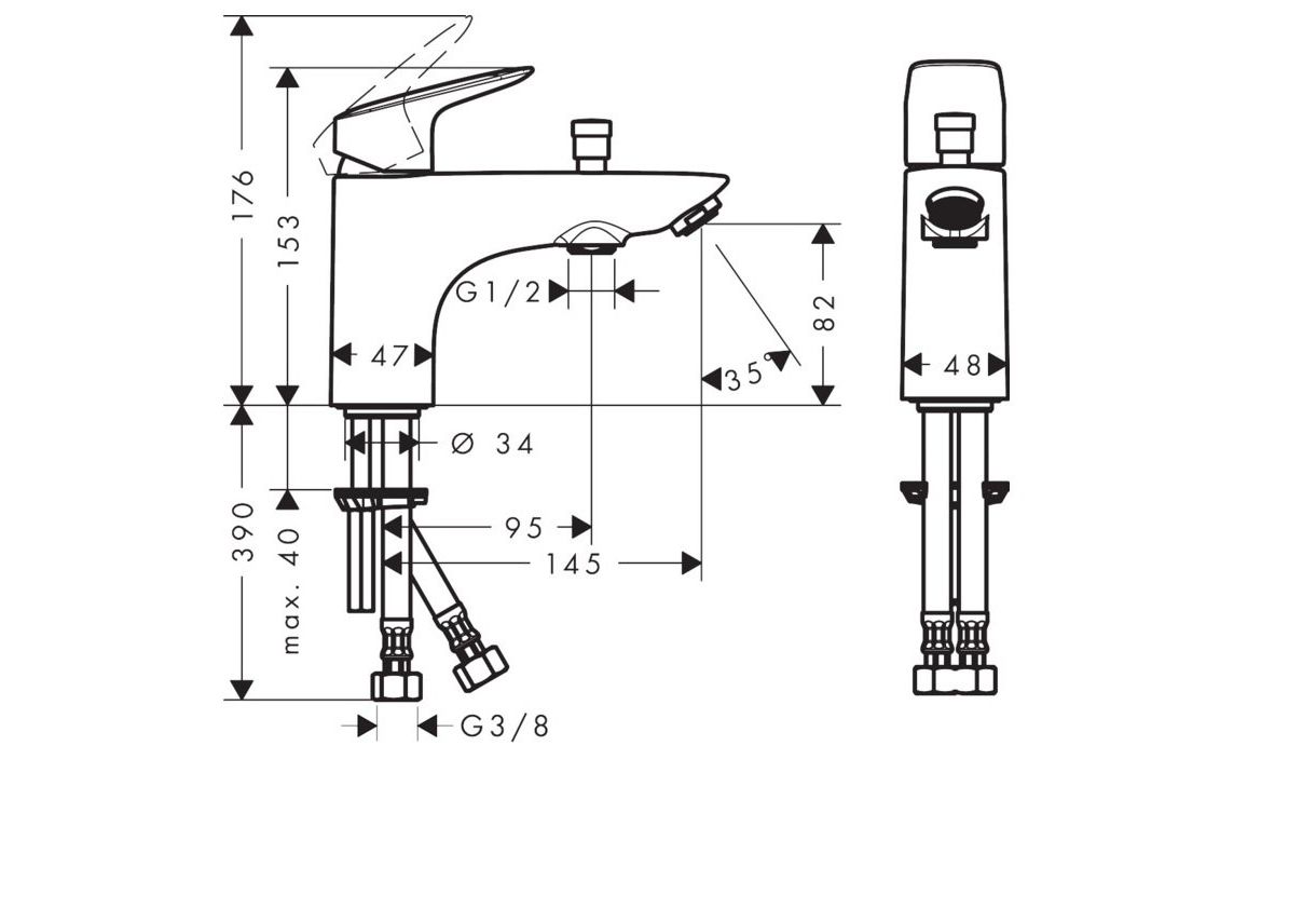 Смеситель Hansgrohe Logis 71312000 на борт ванны