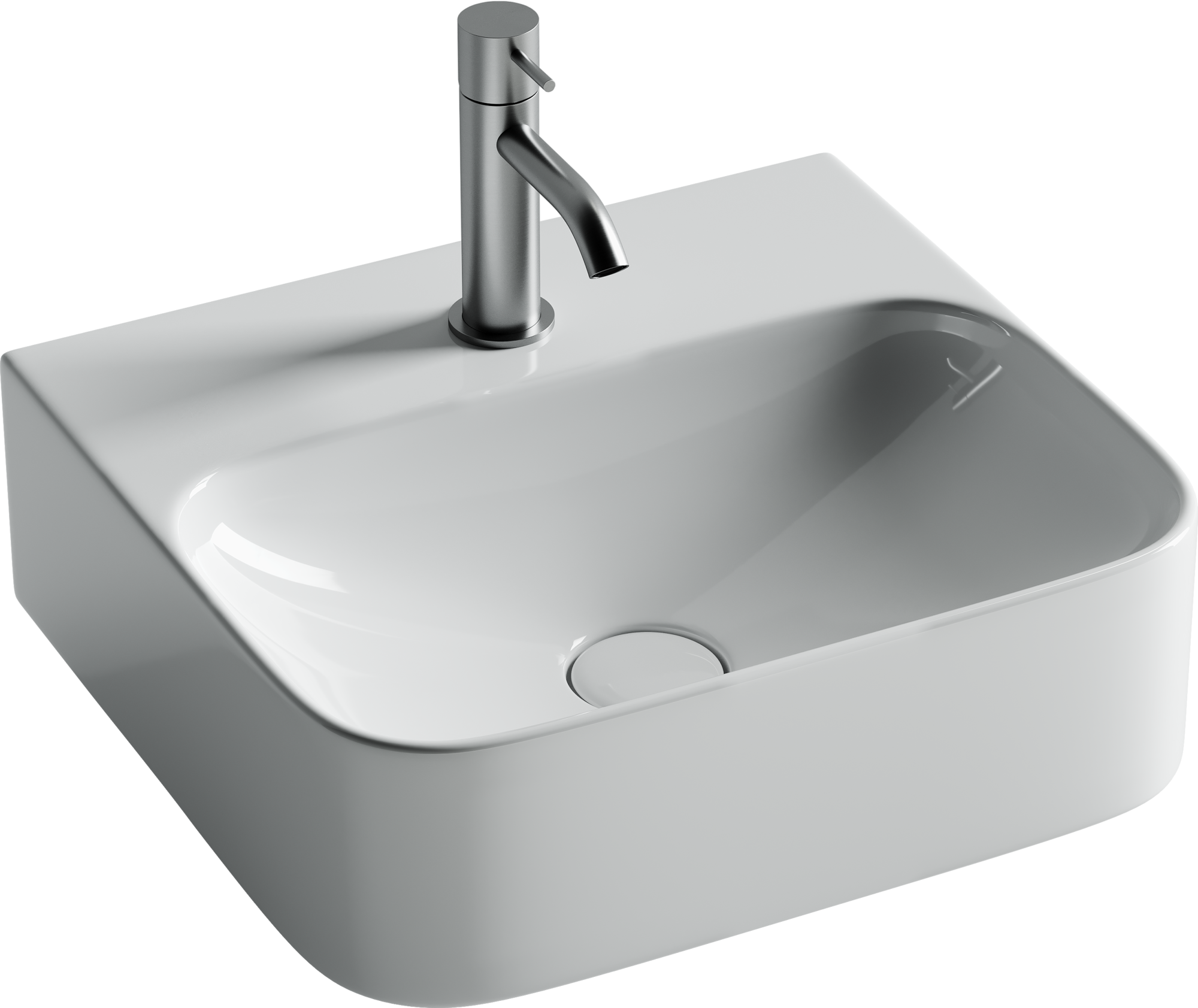 Умывальник AURA с 1 отверстием для смесителя, без перелива 430*390*135мм, CN2005