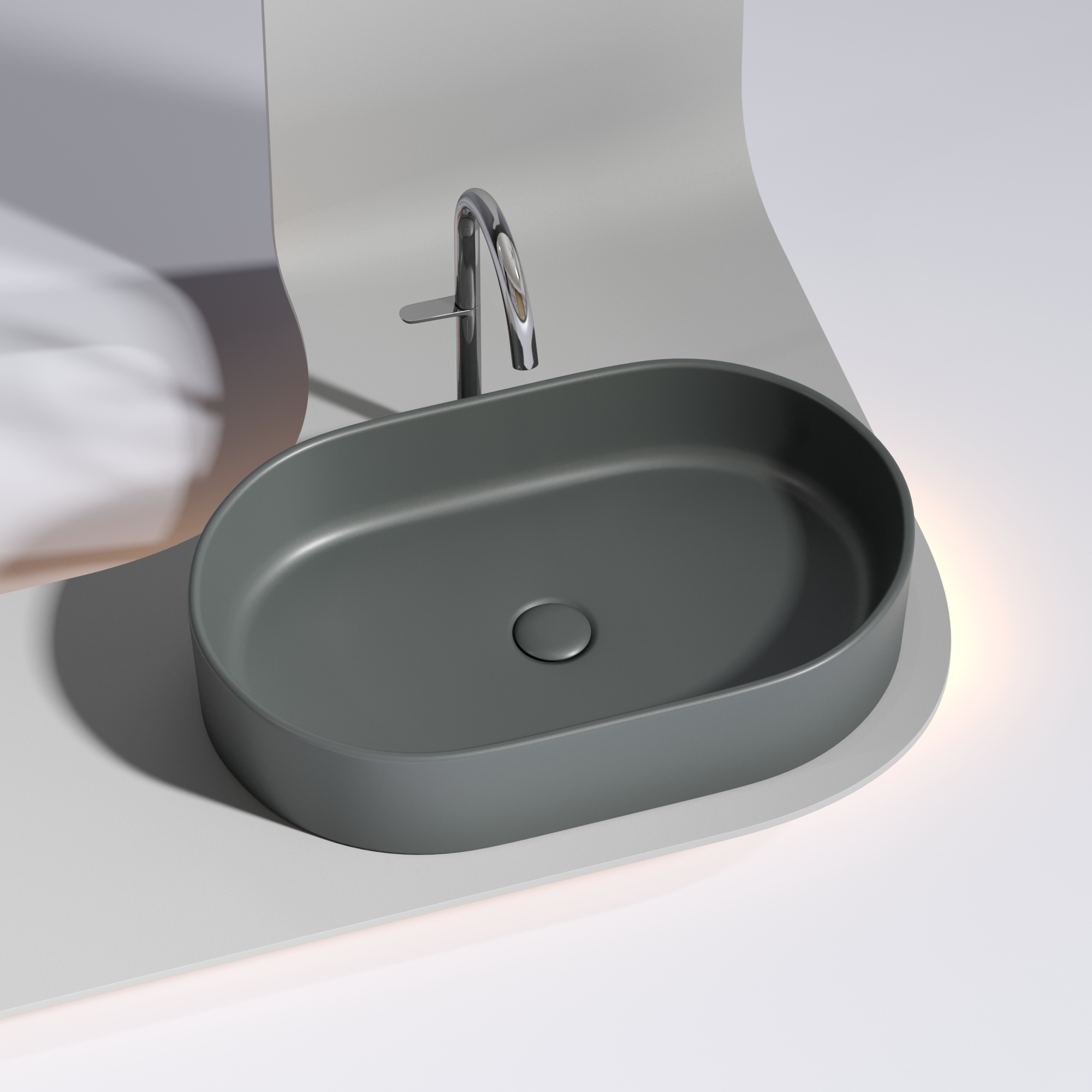 Умывальник чаша накладная овальная (цвет Темный Антрацит Матовый) Element 608*385*122мм, CN6048MDH