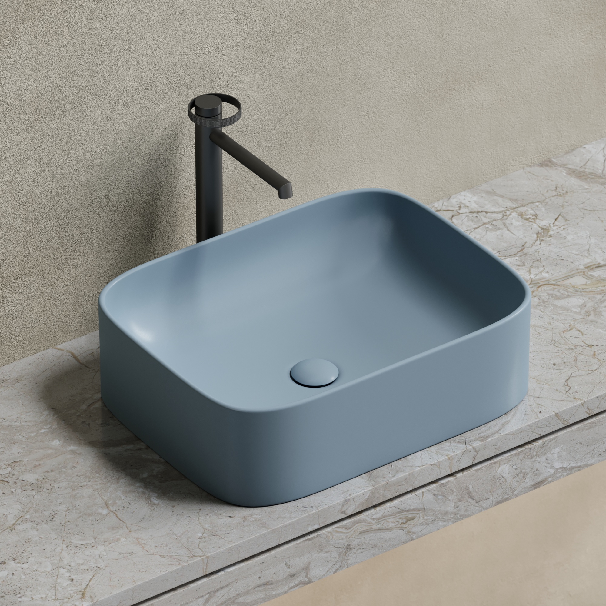 Умывальник чаша накладная прямоугольная (цвет Серо-Голубой Матовый) Element 505*380*150мм, CN6052MHL
