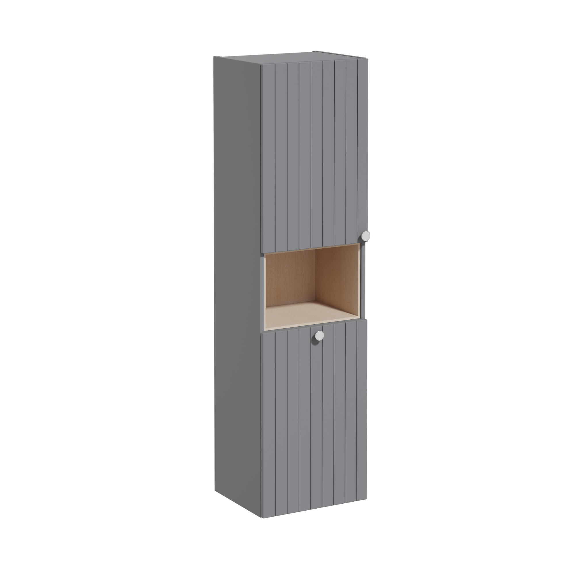 Пенал высокий Root Groove 40 см с корзиной для белья, матовый серый, левосторонний, 69095