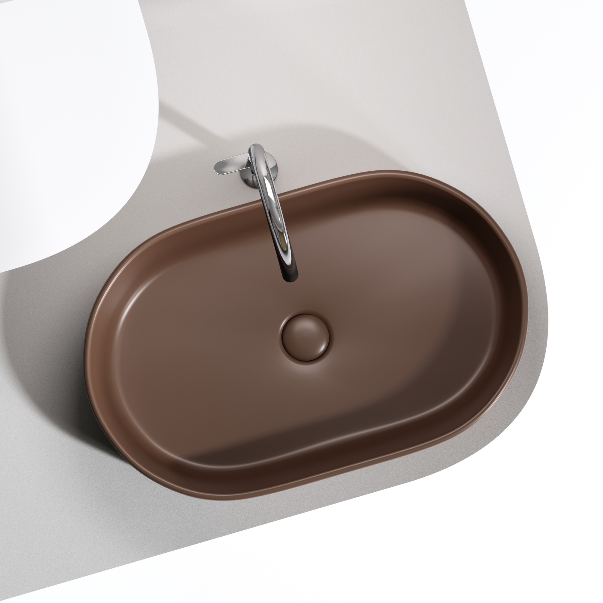 Умывальник чаша накладная овальная (цвет Темно-Коричневый Матовый) Element 608*385*122мм, CN6048MDB