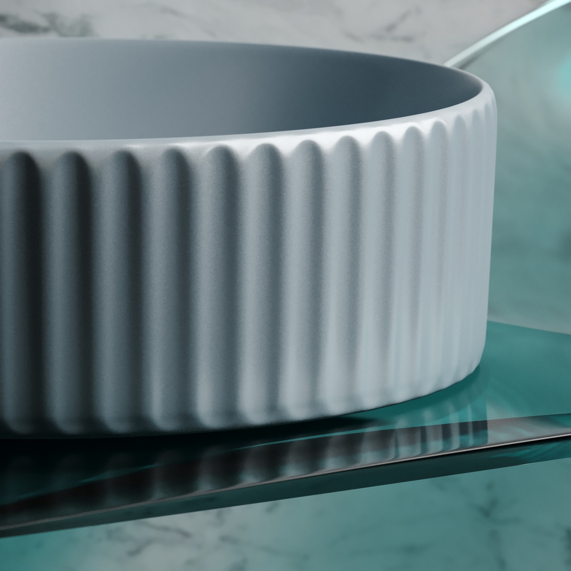 Умывальник чаша накладная круглая (цвет Серо-Голубой Матовый) Element 360*360*115мм, CN6057MHL