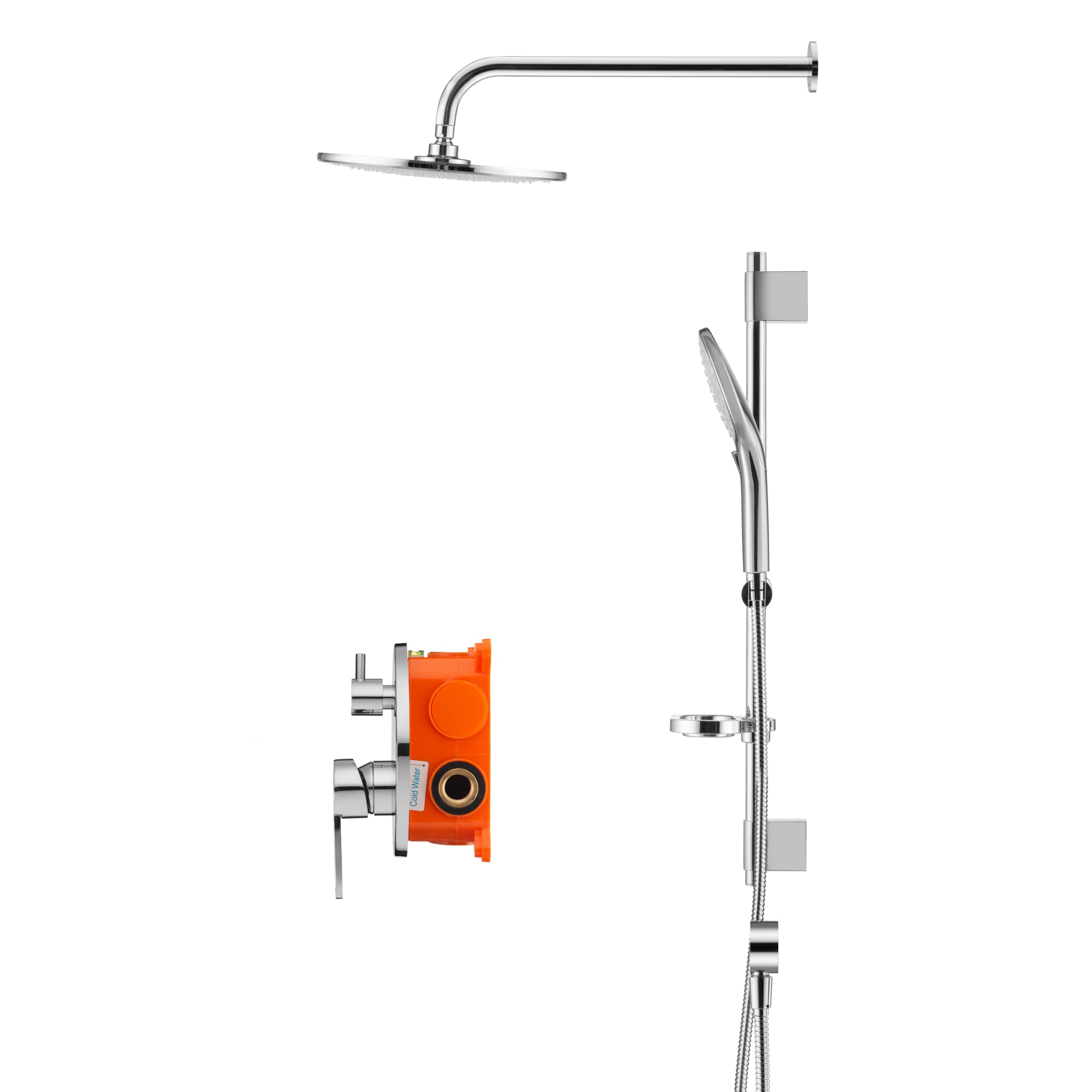 Душевой комплект со встраиваемым смесителем (с монтажным боксом) и верхним душем Swedbe Platta 5536