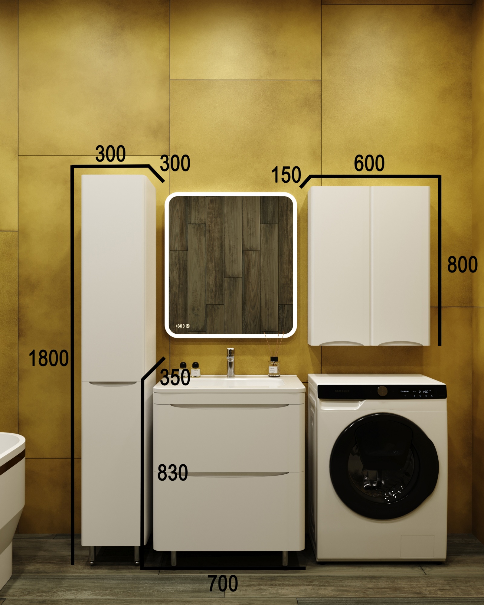 Тумба напольная "Бергамо мини 70" (2 ящ.) Люкс антискрейтч белый, PLUS