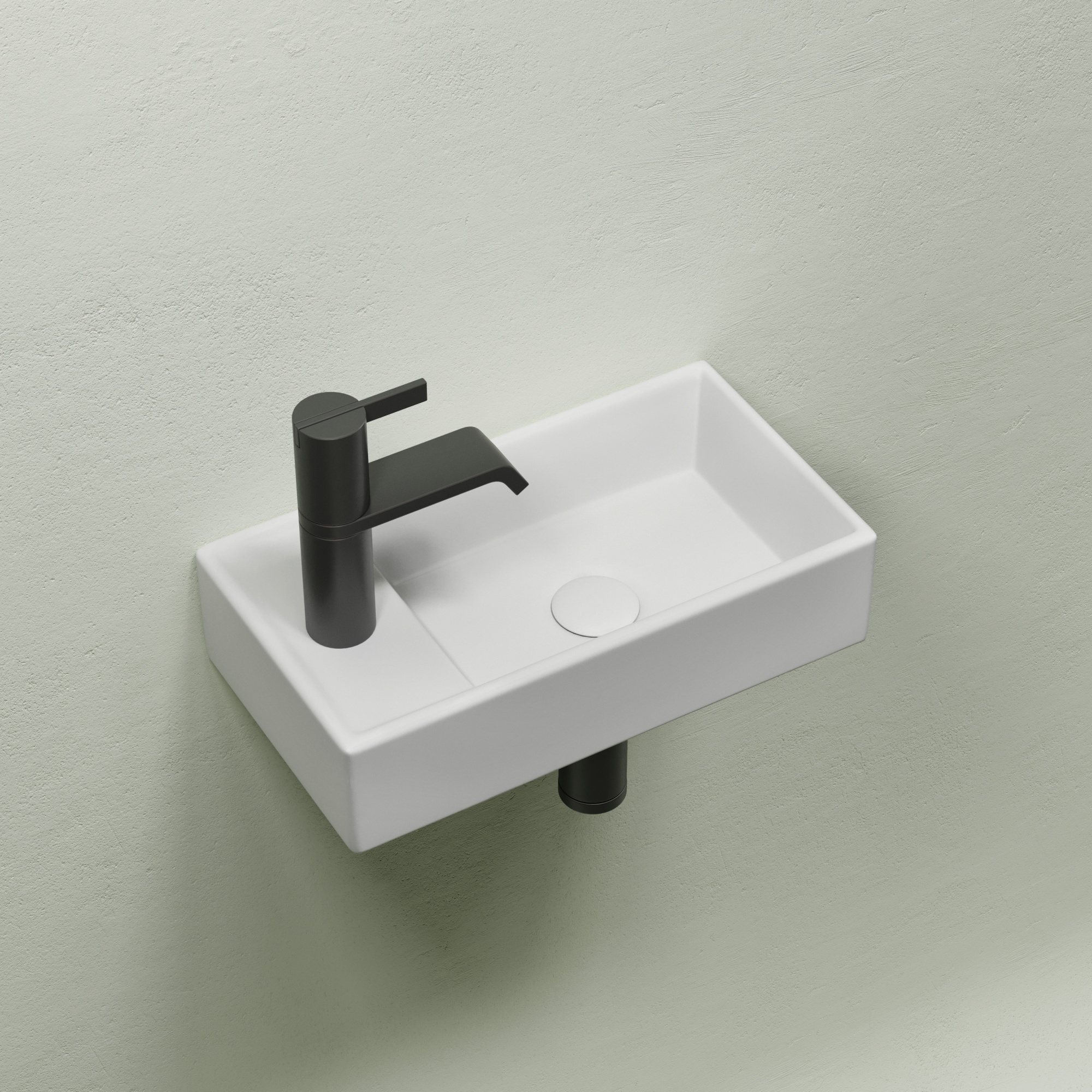 Умывальник подвесной прямоугольный (чаша справа, отверстие под смеситель слева) цвет белый матовый Element 407*217*100, CN6051RMW