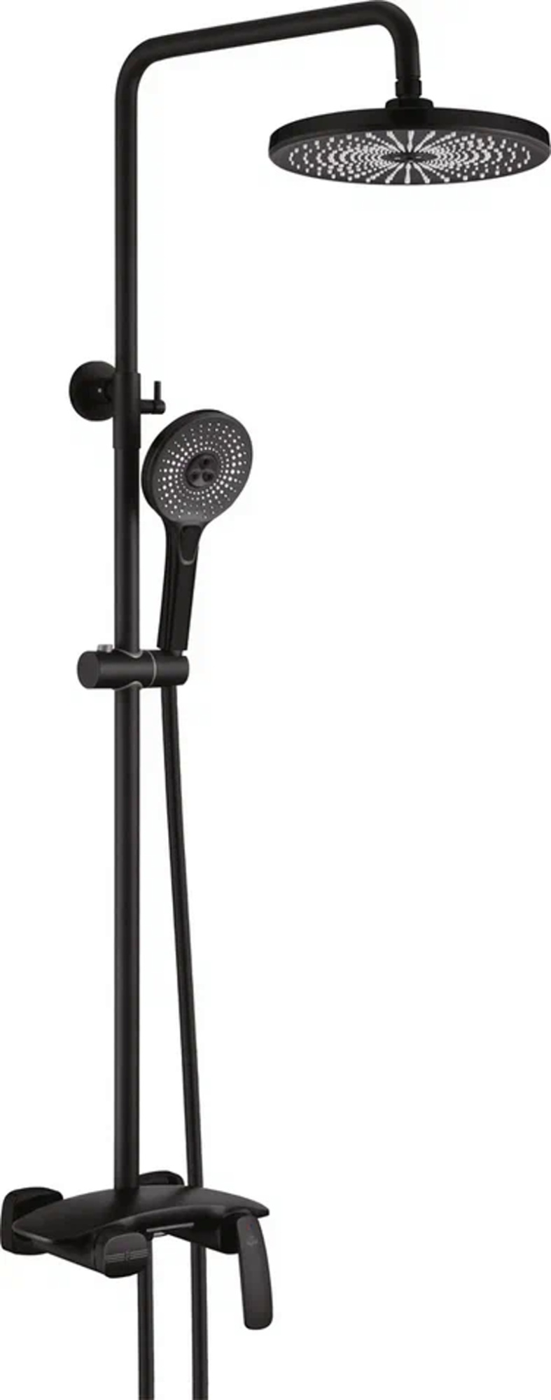Душевая система с каскадным изливом Rose R1136H, черный