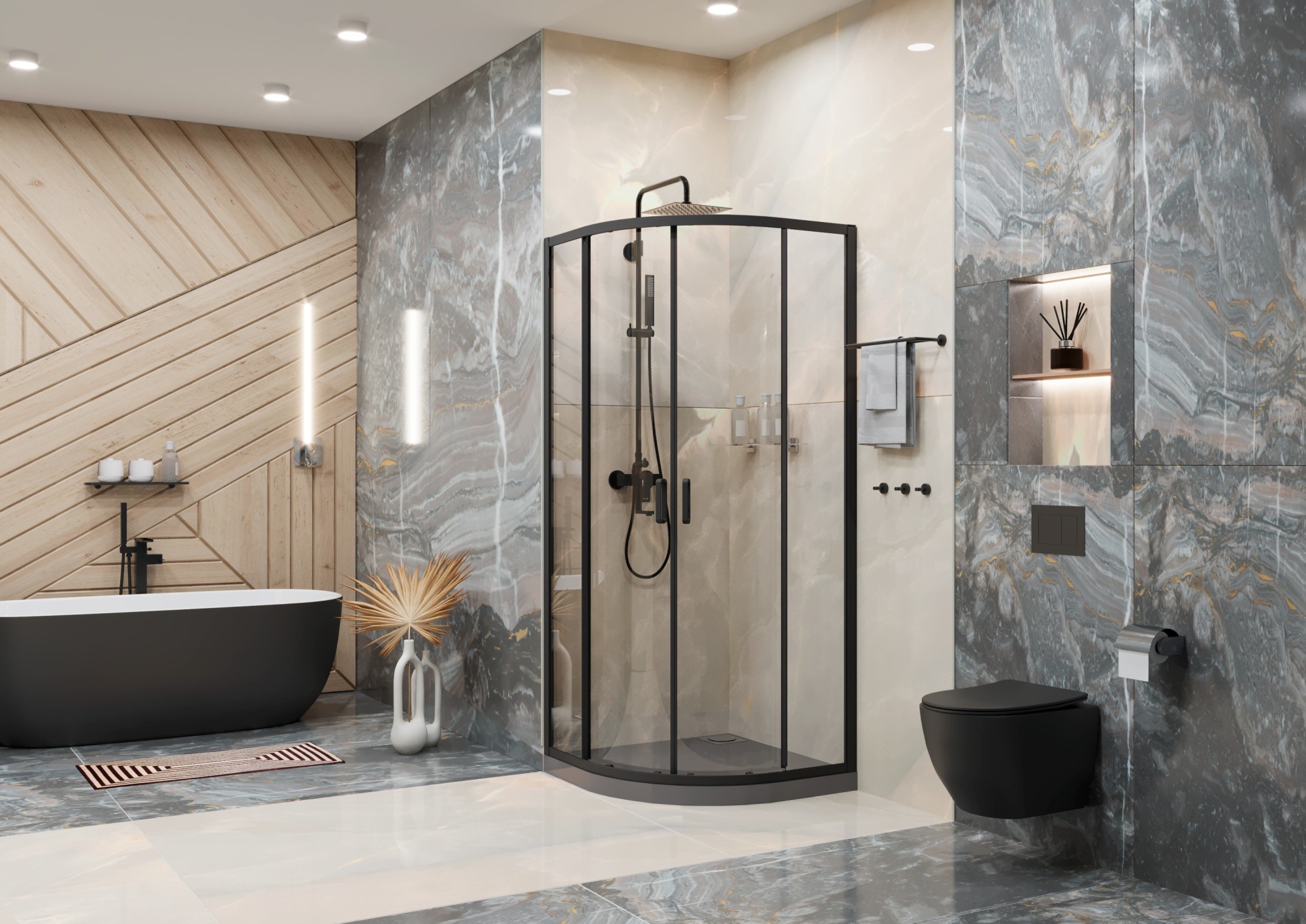 Душевое ограждение Ambassador Kingston 14011204 (900x900x2000) 