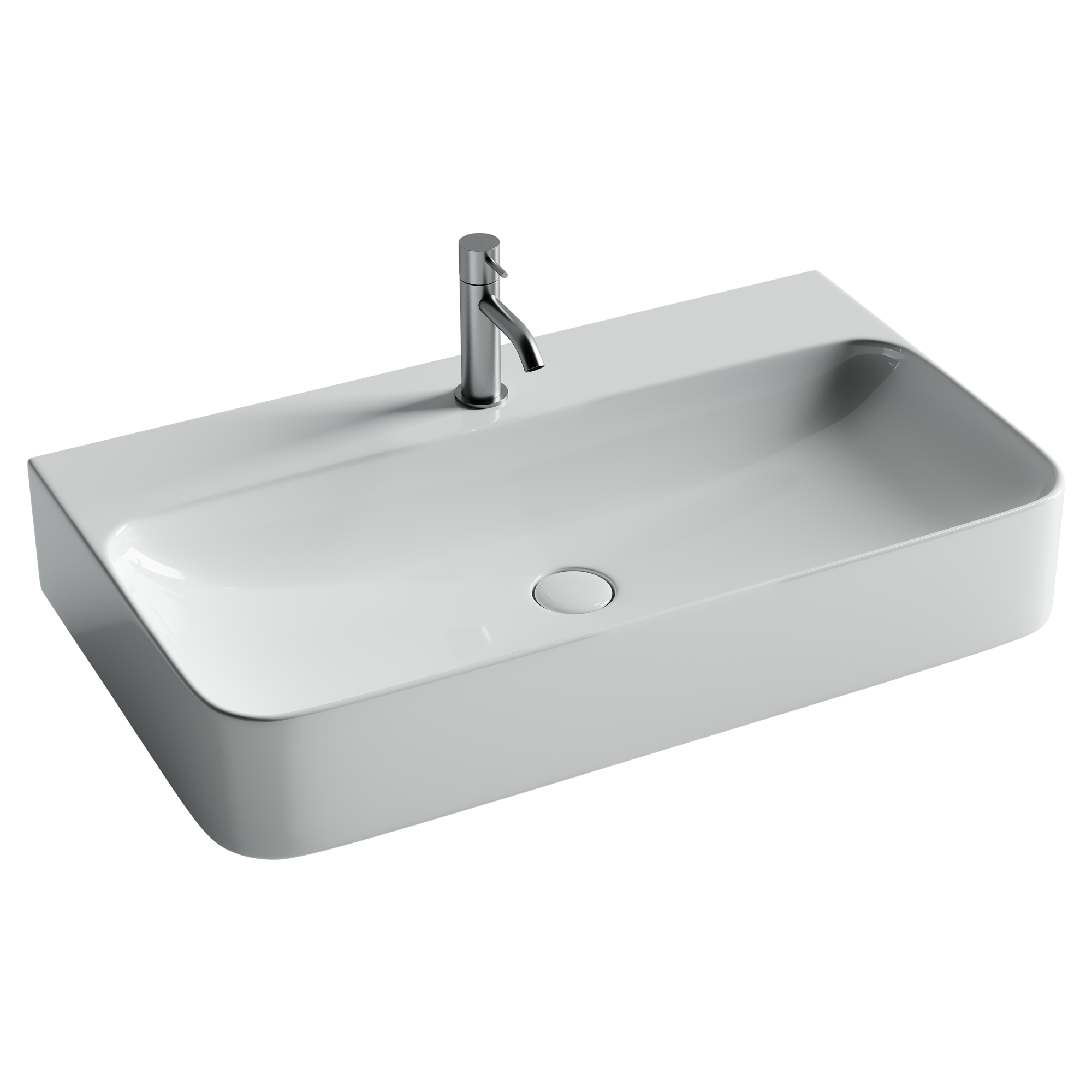 Умывальник AURA с 1 отверстием для смесителя, без перелива 800*470*135мм, CN2006