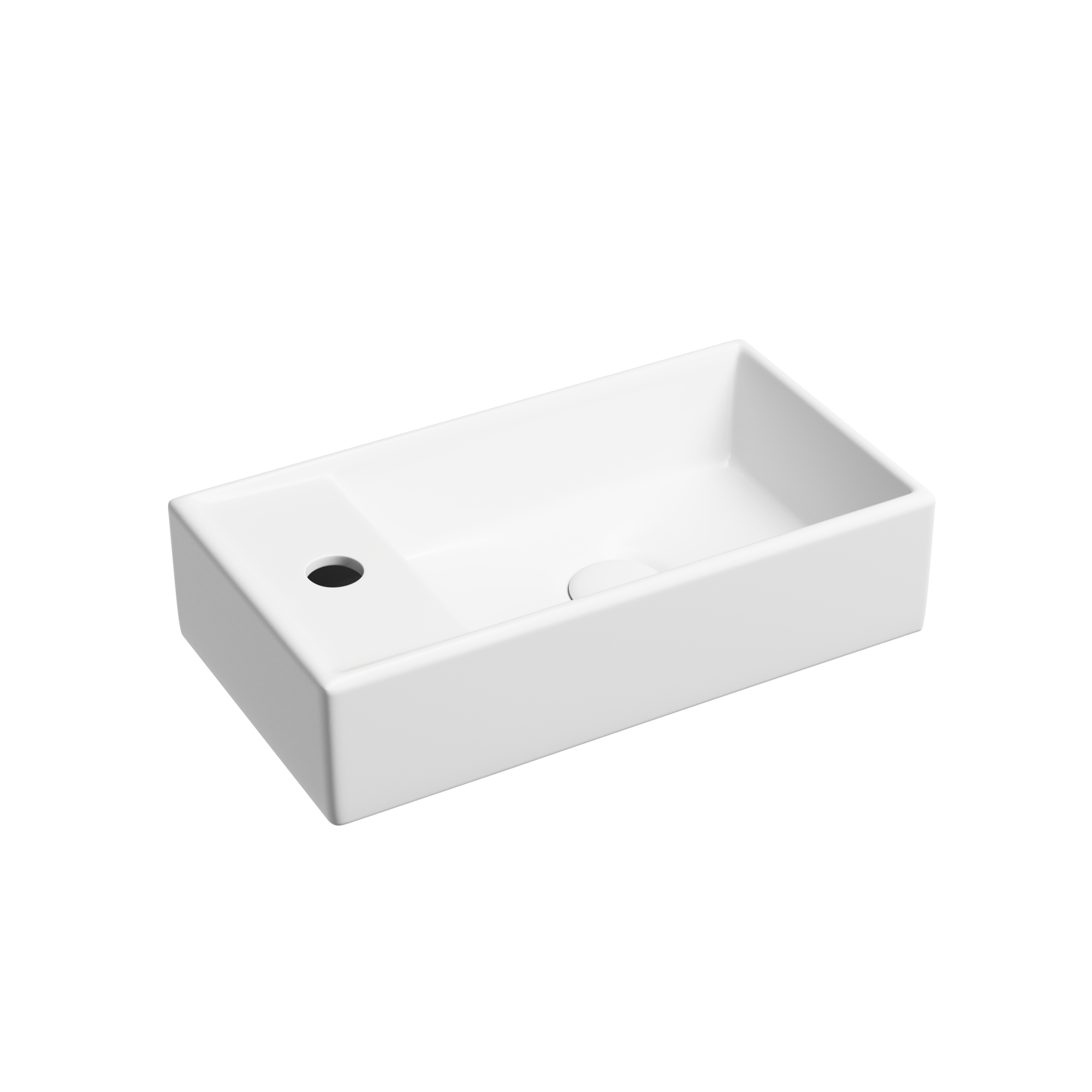 Умывальник подвесной прямоугольный (чаша справа, отверстие под смеситель слева) цвет белый матовый Element 407*217*100, CN6051RMW