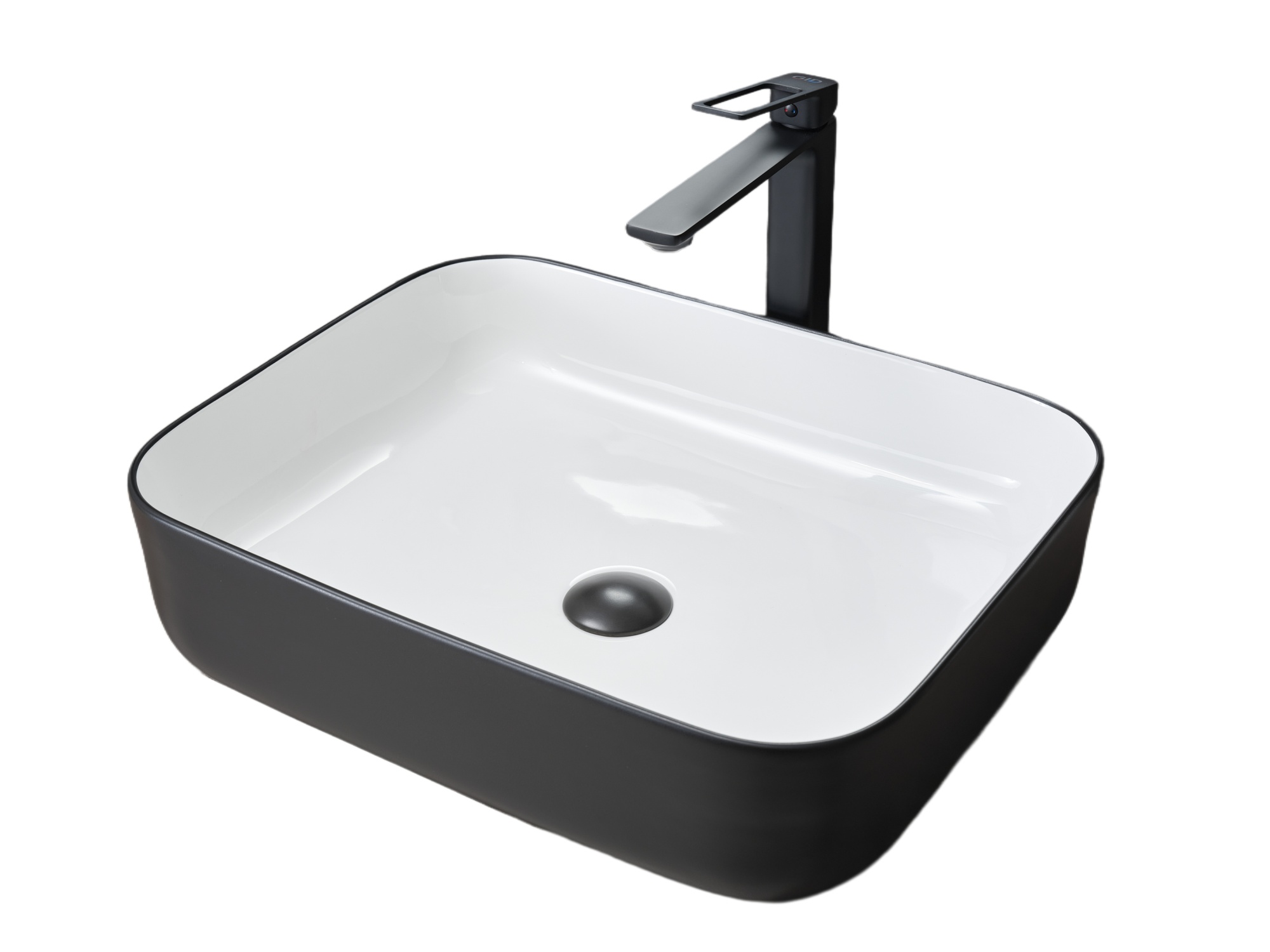 Раковина Gid Nc366 52205 накладная белая / черная 50x39x13
