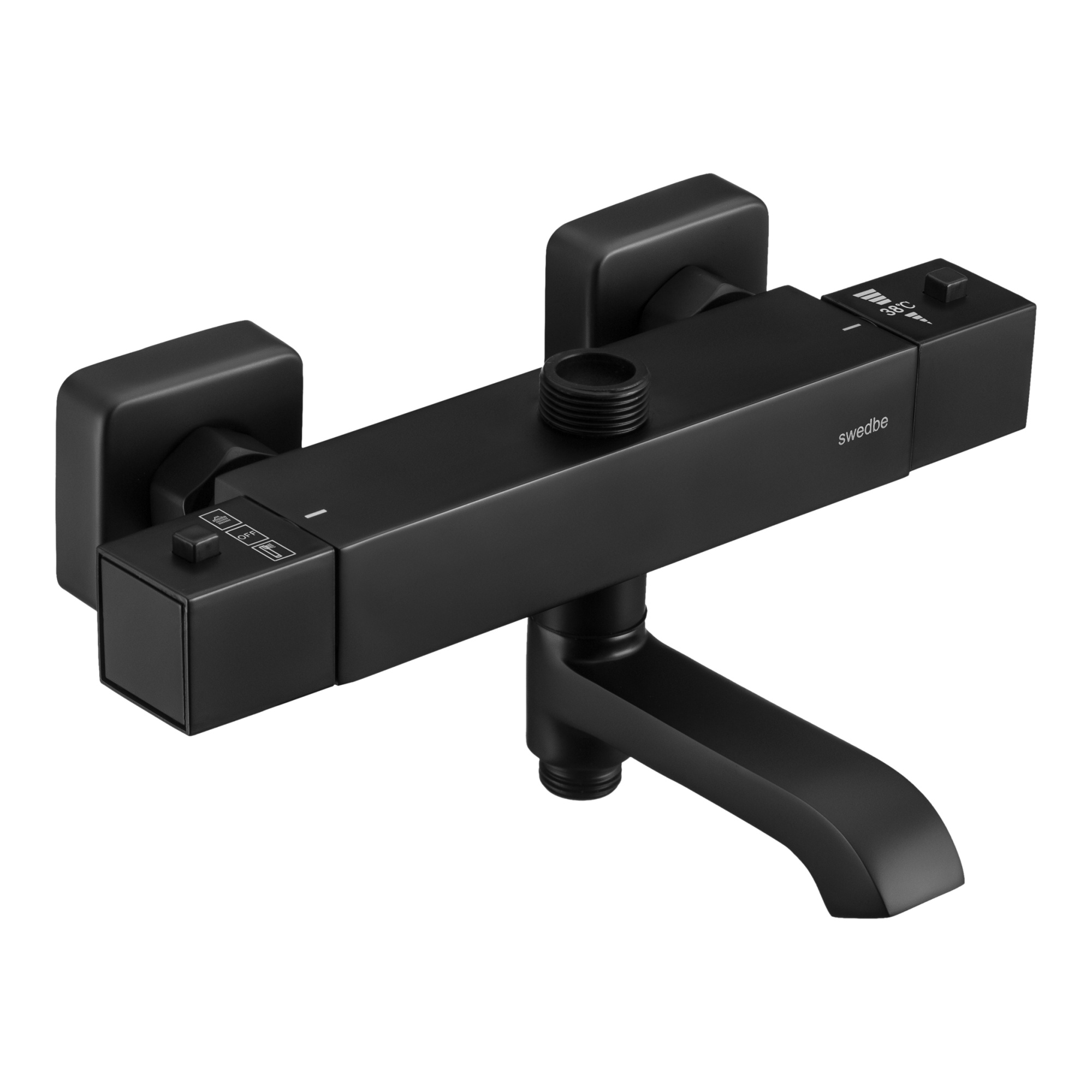 Смеситель термостатический для ванны с поворотным изливом и верхним подключением Swedbe Hermes 9043B