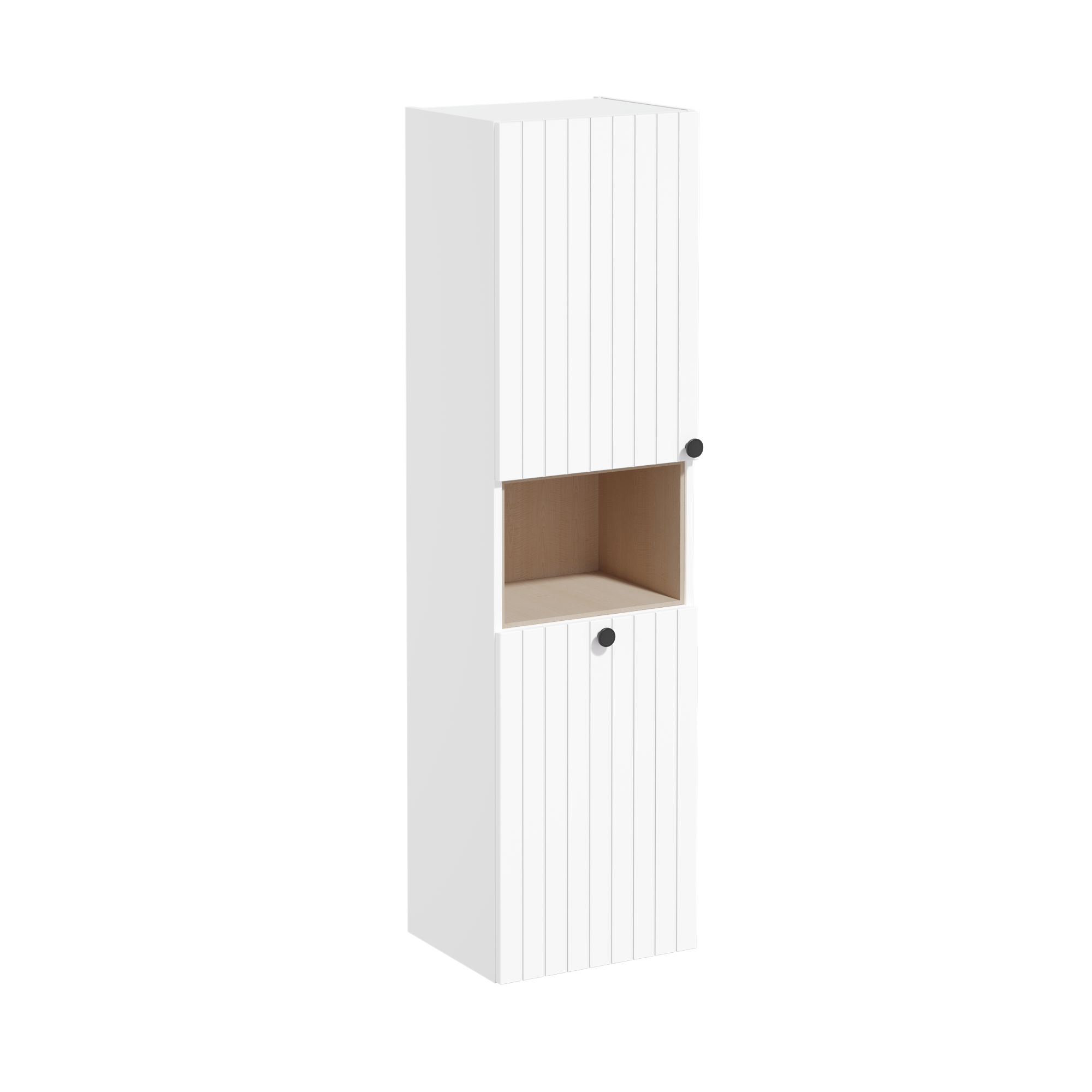 Пенал высокий Root Groove 40 см с корзиной для белья, матовый белый, левосторонний, 69093