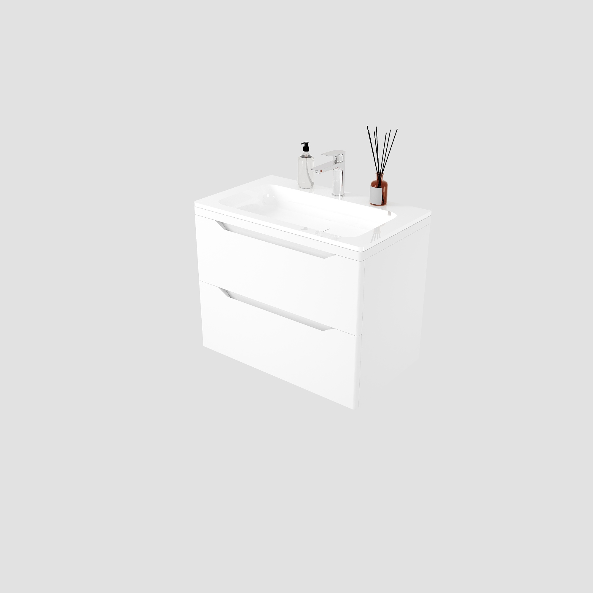 Тумба подвесная "Марелла 70" (2 ящ.) Люкс антискрейтч белый матовый, PLUS