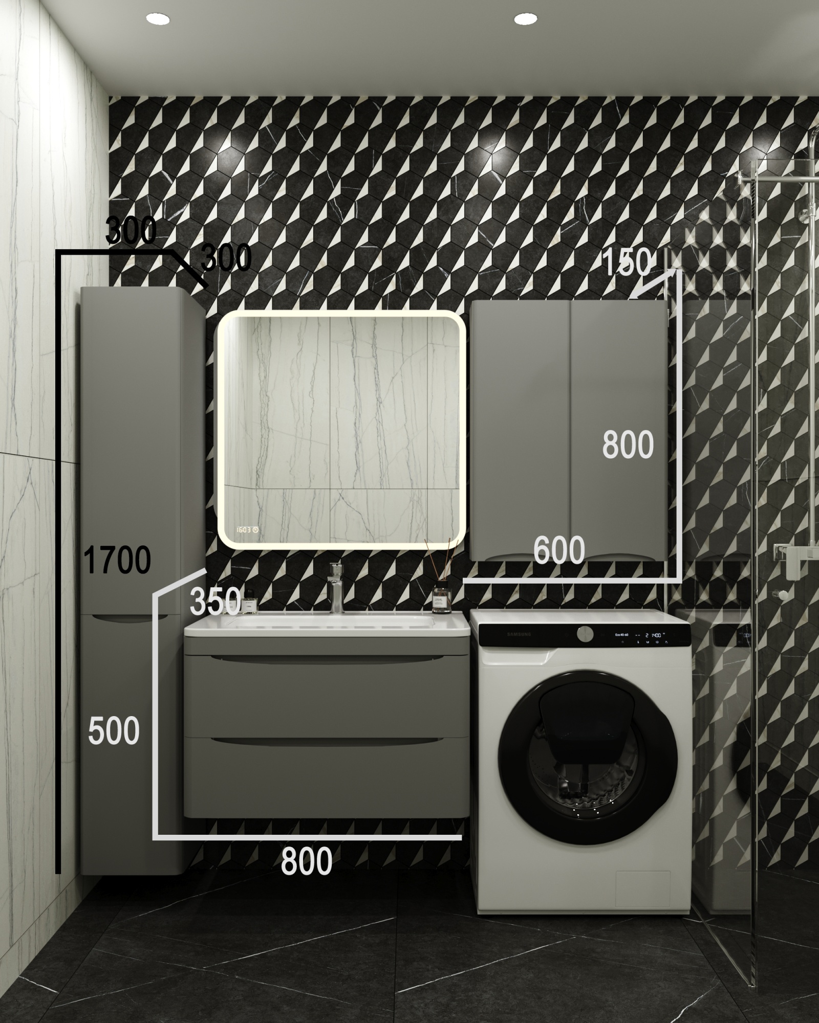 Тумба подвесная "Бергамо мини 80" (2 ящ.) Люкс антискрейтч серый, PLUS