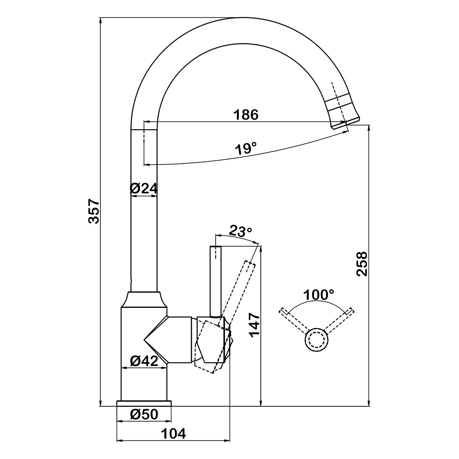 Смеситель для кухни Swedbe Selene 7440